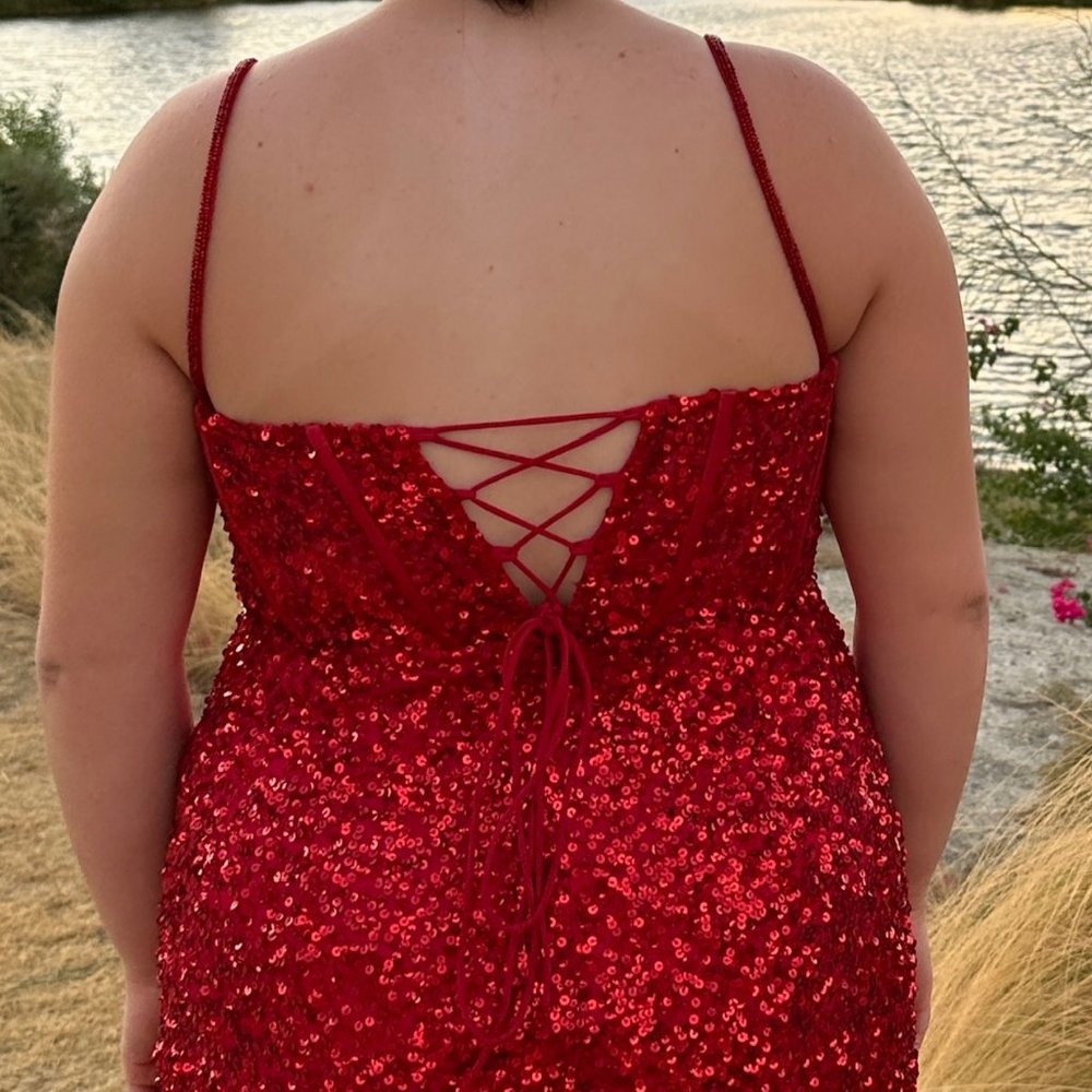 Red Sequin Scala Corset Dress Style: 60306 Size 14 - image 4
